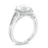Thumbnail Image 2 of 8.0mm Cushion-Cut Lab-Created White Sapphire Frame Engagement Ring in Sterling Silver
