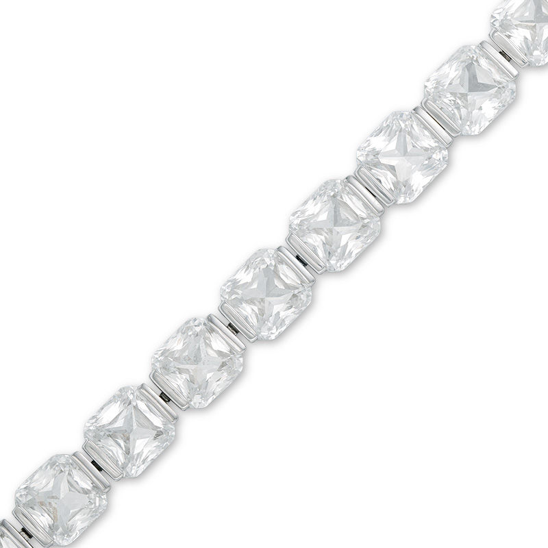 Main Image 1 of 6.0mm Cushion-Cut Lab-Created White Sapphire Tennis Bracelet in Sterling Silver - 7.25"