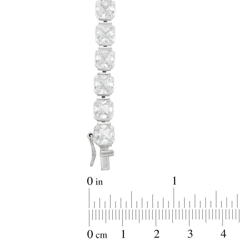 Main Image 2 of 6.0mm Cushion-Cut Lab-Created White Sapphire Tennis Bracelet in Sterling Silver - 7.25"