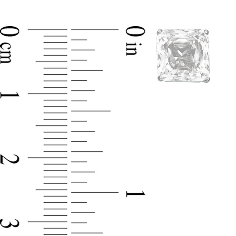 Main Image 2 of 8.0mm Princess-Cut Lab-Created White Sapphire Solitaire Stud Earrings in Sterling Silver