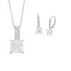 Thumbnail Image 1 of Princess-Cut Lab-Created White Sapphire Pendant and Drop Earrings Set in Sterling Silver