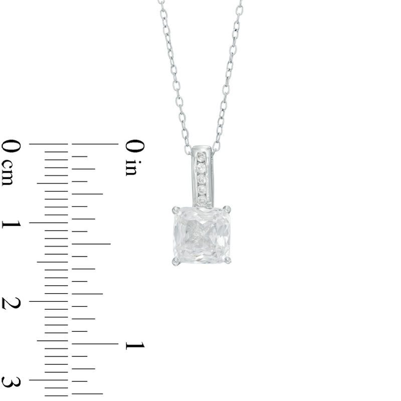 Main Image 2 of Princess-Cut Lab-Created White Sapphire Pendant and Drop Earrings Set in Sterling Silver