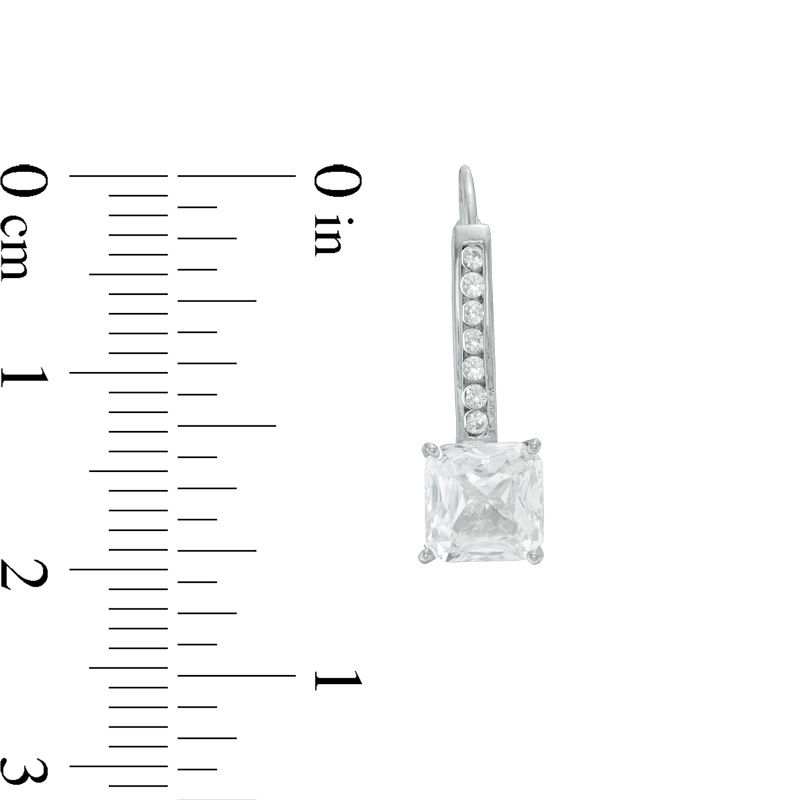 Main Image 3 of Princess-Cut Lab-Created White Sapphire Pendant and Drop Earrings Set in Sterling Silver