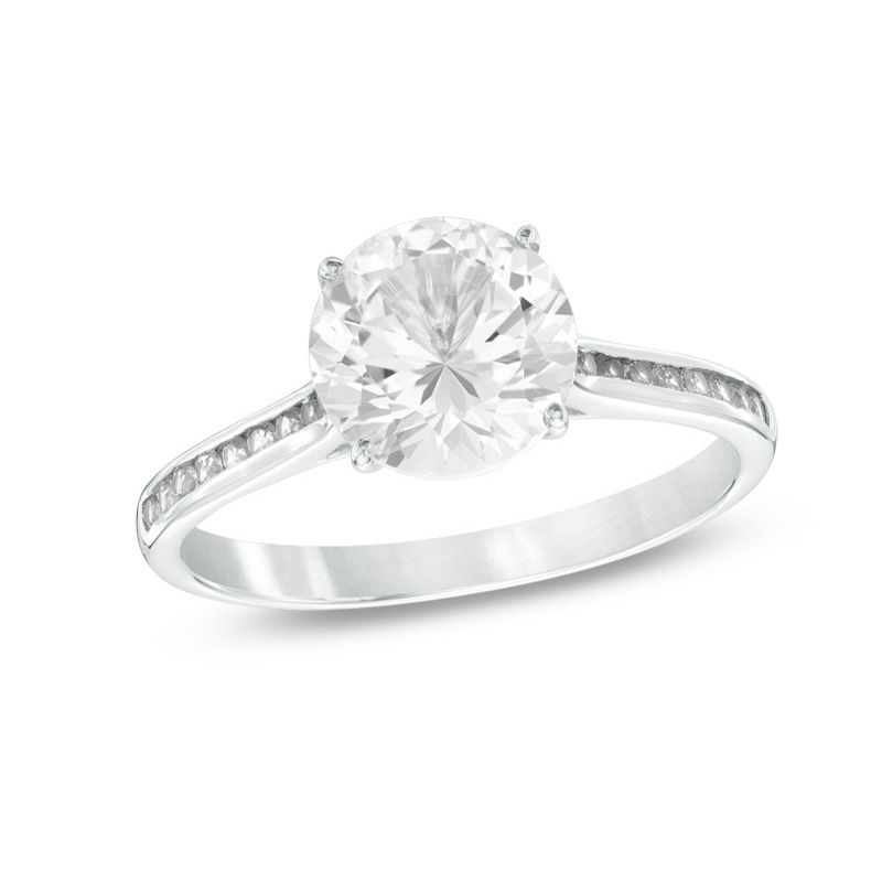 8.0mm Lab-Created White Sapphire Engagement Ring in 10K White Gold