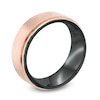 Thumbnail Image 2 of 8.0mm Brushed and Polished Wedding Band in Rose and Black IP Stainless Steel - Size 10