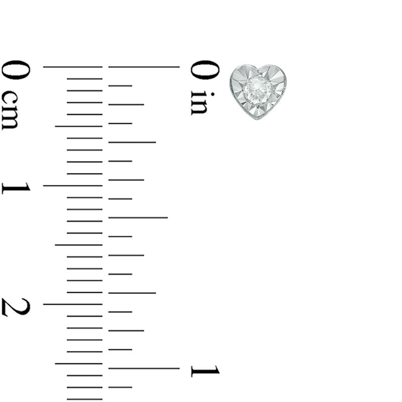 Main Image 2 of 1/10 CT. T.W. Diamond Heart Solitaire Stud Earrings in Sterling Silver