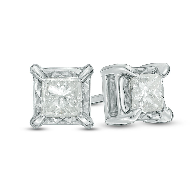 1/4 CT. T.W. Princess-Cut Diamond Solitaire Stud Earrings in 10K White Gold