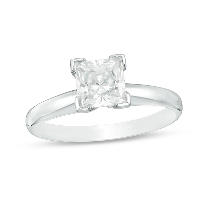 1-1/5 CT. Princess-Cut Diamond Solitaire Engagement Ring in 14K White Gold (J/I3)