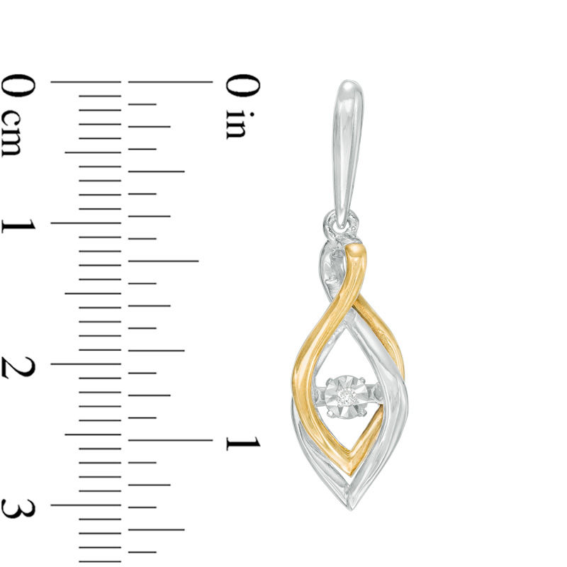 Main Image 3 of 1/20 CT. T.W. Diamond Flame Twist Pendant and Earrings Set in Sterling Silver with 14K Gold Plate