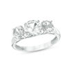 Thumbnail Image 1 of Lab-Created White Sapphire Three Stone Engagement Ring in 10K White Gold