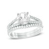 Thumbnail Image 0 of 7.0mm Lab-Created White Sapphire Split Shank Bridal Set in Sterling Silver