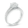 Thumbnail Image 1 of 7.0mm Lab-Created White Sapphire Split Shank Bridal Set in Sterling Silver