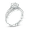 Thumbnail Image 2 of 7.0mm Lab-Created White Sapphire Split Shank Bridal Set in Sterling Silver