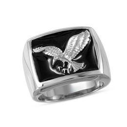 Men's Eagle Ring in Stainless Steel and Black IP