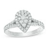 Thumbnail Image 1 of Vera Wang Love Collection 3/4 CT. T.W. Composite Diamond Pear-Shaped Frame Engagement Ring in 14K White Gold