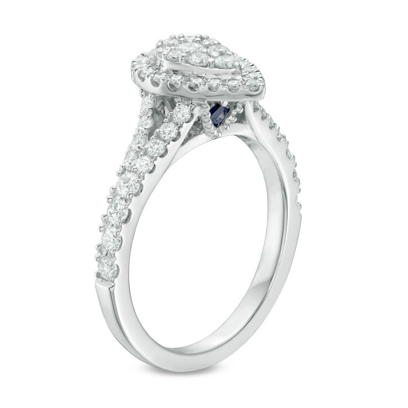 Main Image 2 of Vera Wang Love Collection 3/4 CT. T.W. Composite Diamond Pear-Shaped Frame Engagement Ring in 14K White Gold