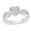 Thumbnail Image 1 of Diamond Accent Heart Frame Split Shank Ring in Sterling Silver