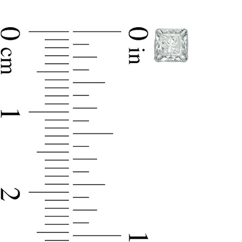 Main Image 2 of 1/2 CT. T.W. Princess-Cut Diamond Solitaire Stud Earrings in 10K White Gold