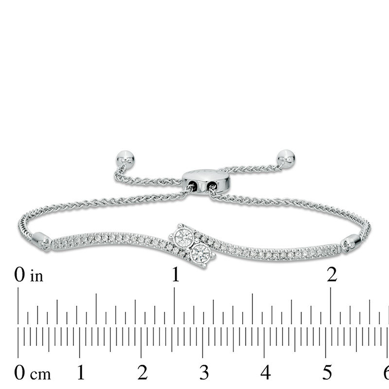Ever Us® 1/3 CT. T.W. Two-Stone Diamond Bypass Bolo Bracelet in 14K White Gold - 9.5"