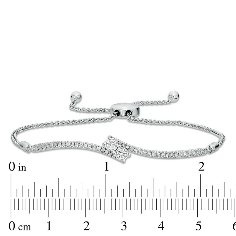 Ever Us 1 3 CT. T.W. Two Stone Diamond Bypass Bolo Bracelet in 14K White Gold 9.5 Zales Outlet