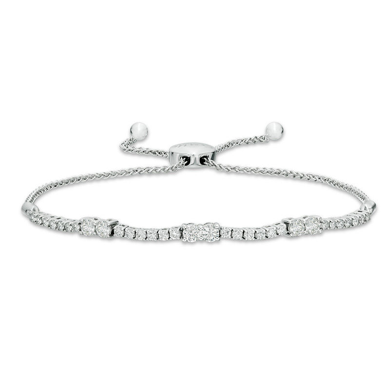 Main Image 1 of Ever Us® 1 CT. T.W. Two-Stone Diamond Station Bolo Bracelet - 9.0"