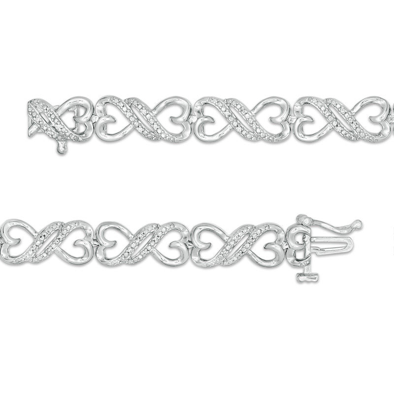 1 10 Ct T W Diamond Heart Shaped Infinity Link Bracelet In Sterling Silver 7 5 Zales Outlet