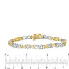 Thumbnail Image 1 of 1/20 CT. T.W. Diamond Alternating "MOM" and Infinity Link Bracelet in Sterling Silver and 14K Gold Plate - 7.5"