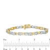 Thumbnail Image 2 of 1/20 CT. T.W. Diamond Alternating "MOM" and Infinity Link Bracelet in Sterling Silver and 14K Gold Plate - 7.5"