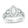 Thumbnail Image 1 of 1-1/2 CT. T.W. Marquise Diamond Frame Twist Bridal Set in 10K White Gold
