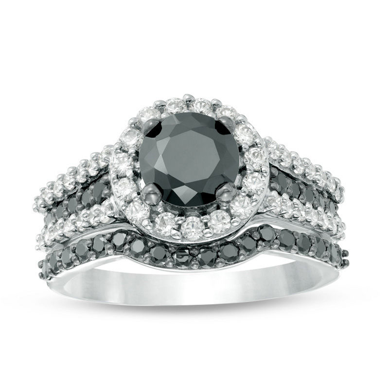 パーフェクトプロポーズ〈2枚組〉 2 CT. T.W. Enhanced Black and White Diamond Frame Multi-Row