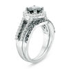 Thumbnail Image 1 of 2 CT. T.W. Enhanced Black and White Diamond Frame Multi-Row Bridal Set in 14K White Gold