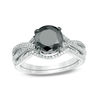 Thumbnail Image 0 of 2 CT. T.W. Black and White Diamond Twist Bridal Set in 14K White Gold