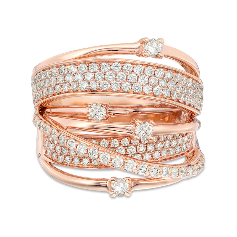 Main Image 1 of 1-1/2 CT. T.W. Diamond Orbit Ring in 14K Rose Gold