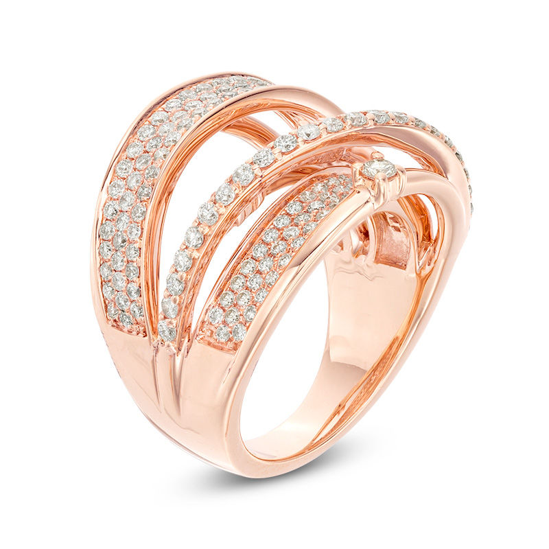 Main Image 2 of 1-1/2 CT. T.W. Diamond Orbit Ring in 14K Rose Gold