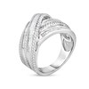 Thumbnail Image 2 of 1/2 CT. T.W. Baguette Diamond Rope-Textured Multi-Row Bypass Ring in 14K White Gold