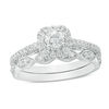 Thumbnail Image 0 of 3/4 CT. T.W. Diamond Cushion Frame Vintage-Inspired Bridal Set in 10K White Gold