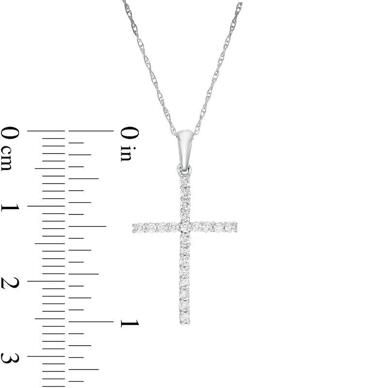 Main Image 2 of 1/6 CT. T.W. Diamond Cross Pendant in 10K White Gold
