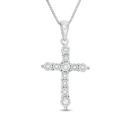 1/10 CT. T.W. Diamond Cross Pendant in Sterling Silver