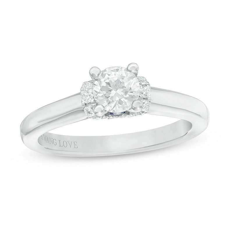 Main Image 1 of Vera Wang Love Collection 5/8 CT. T.W. Diamond Solitaire Collar Engagement Ring in 14K White Gold
