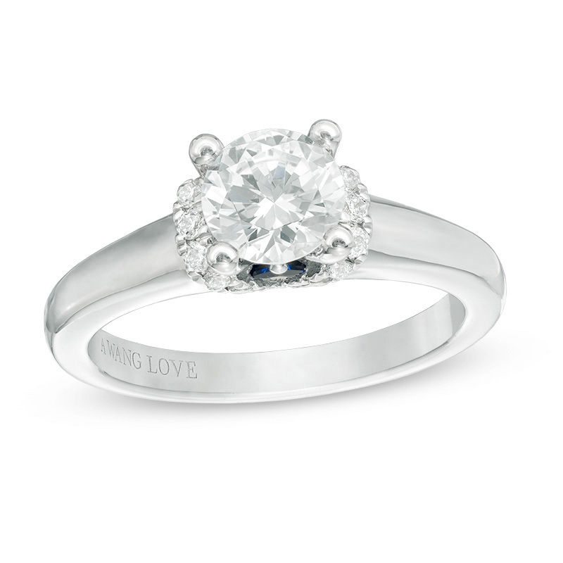 Vera Wang Love Collection 1-1/10 CT. T.W. Diamond Solitaire Collar Engagement Ring in 14K White Gold