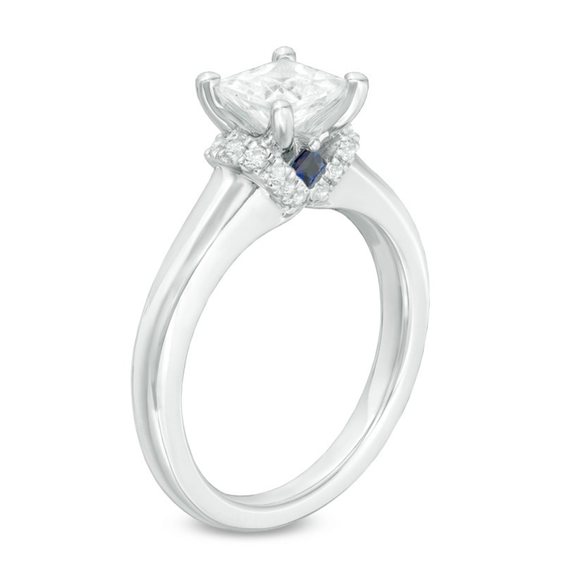 Main Image 2 of Vera Wang Love Collection 1-1/10 CT. T.W. Princess-Cut Diamond Solitaire Collar Engagement Ring in 14K White Gold