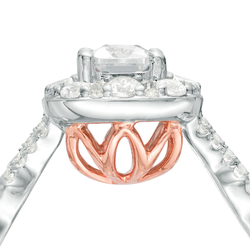 Love's Destiny by Zales 1 CT. T.W. Certified Emerald-Cut Diamond Frame Engagement Ring in 14K Two-Tone Gold (I/SI2)