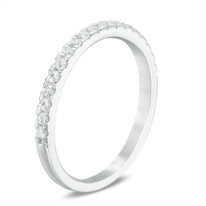 Main Image 2 of Love's Destiny by Zales 1/4 CT. T.W. Certified Diamond Wedding Band in 14K White Gold (I/SI2)