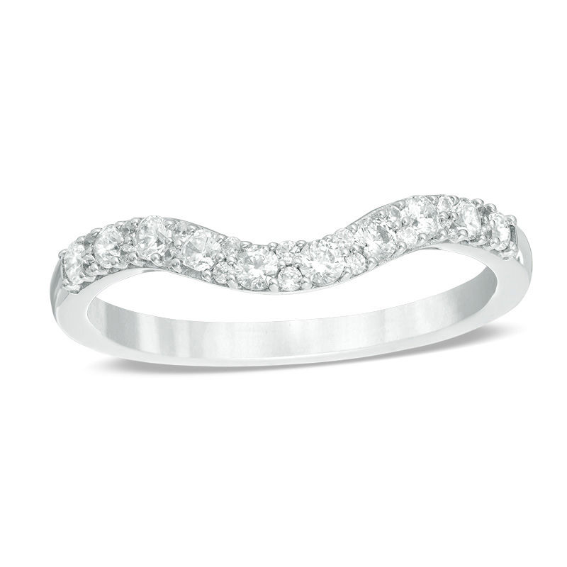 Love's Destiny by Zales 1/3 CT. T.W. Certified Diamond Contour Wedding Band in 14K White Gold (I/SI2)