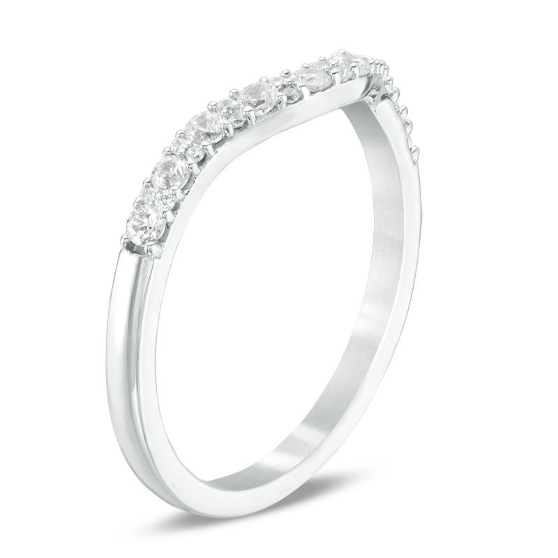 Love's Destiny by Zales 1/3 CT. T.W. Certified Diamond Contour Wedding Band in 14K White Gold (I/SI2)