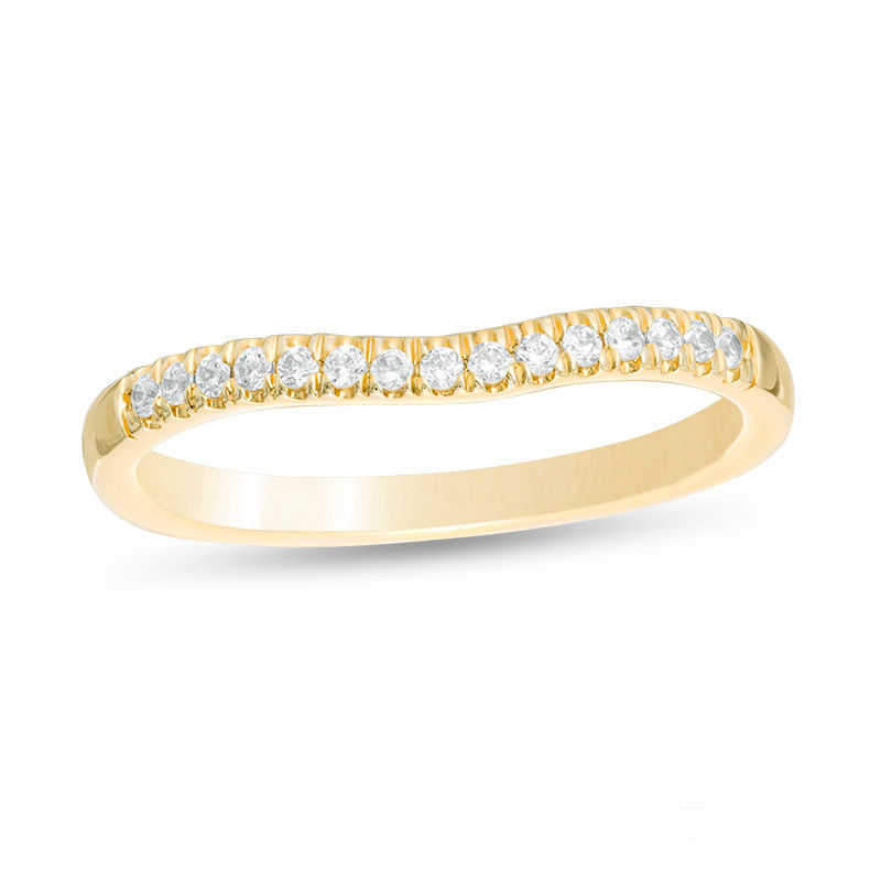 Main Image 1 of Love's Destiny by Zales 1/8 CT. T.W. Certified Diamond Contour Wedding Band in 14K Gold (I/I1)