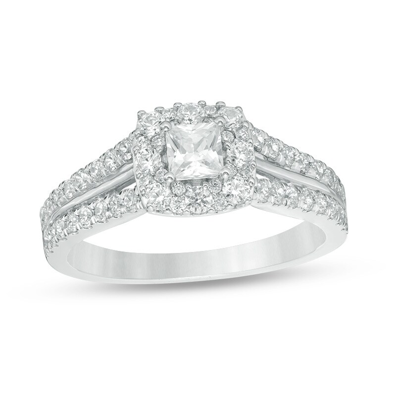 Main Image 1 of Love's Destiny by Zales 1 CT. T.W. Certified Princess-Cut Diamond Engagement Ring in 14K Two-Tone Gold (I/SI2)