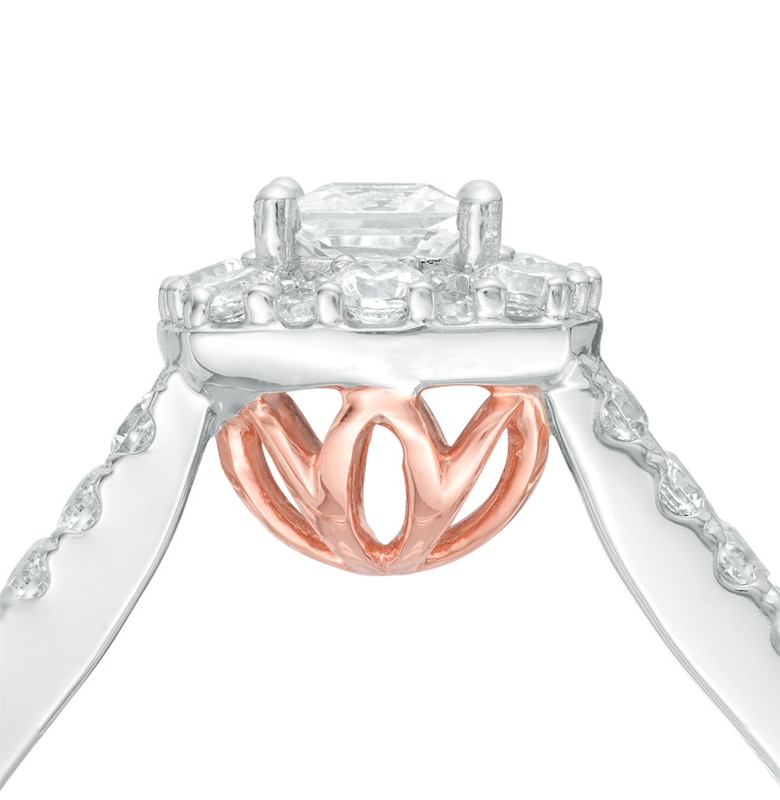Main Image 3 of Love's Destiny by Zales 1 CT. T.W. Certified Princess-Cut Diamond Engagement Ring in 14K Two-Tone Gold (I/SI2)