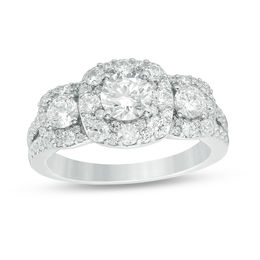 Love's Destiny by Zales 1-5/8 CT. T.W. Certified Diamond Three Stone Engagement Ring in 14K White Gold (I/SI2)