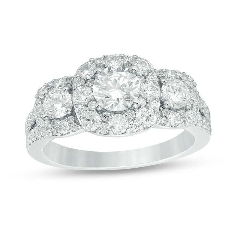 Love's Destiny by Zales 1-5/8 CT. T.W. Certified Diamond Three Stone Engagement Ring in 14K White Gold (I/SI2)